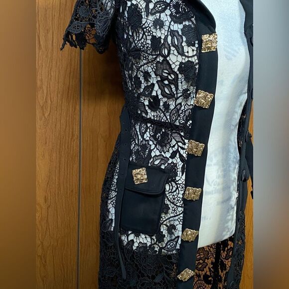 Self-Portrait Button-Up Laced Midi Dress size 2 - Picture 7 of 15